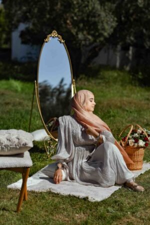 Hijab crèpe de soie bronze claire 10/5836