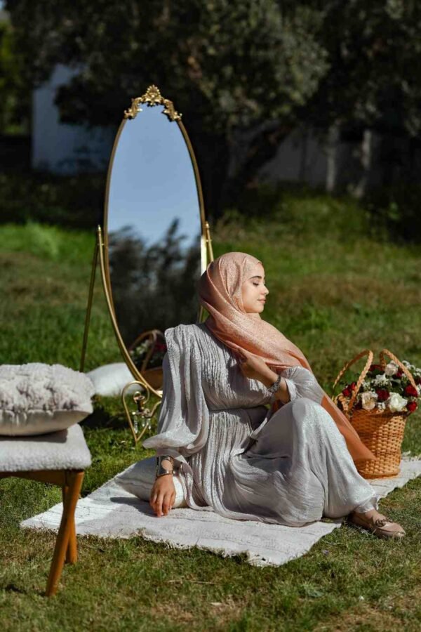 Hijab crèpe de soie bronze claire 10/5836