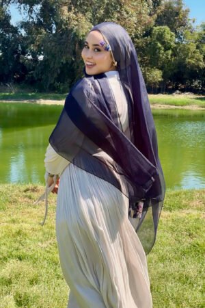 Hijab chifon de soie bleu nuit 13/5510